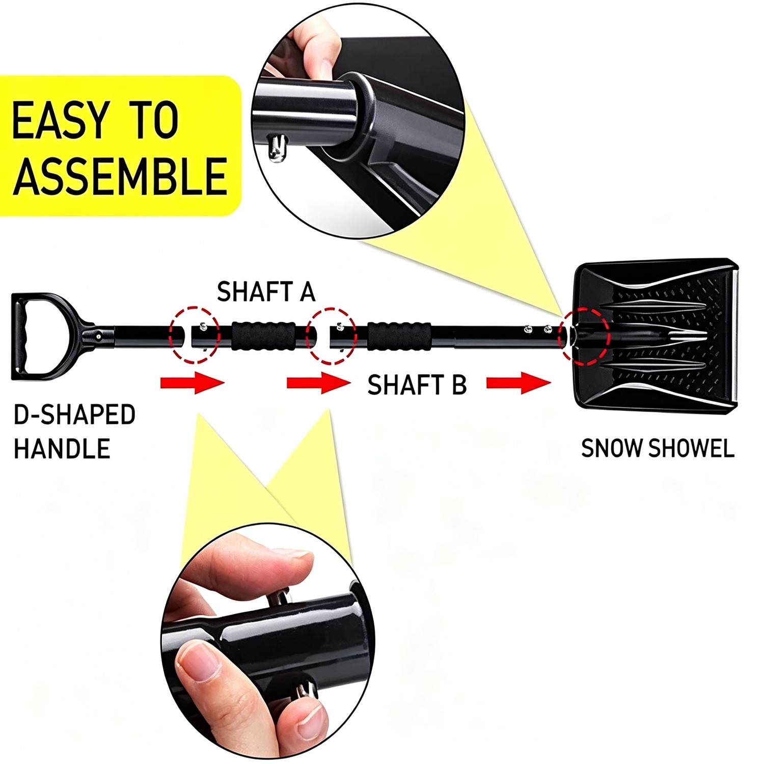 Portable Telescope Snow Shovel With Non-Slip, Removable Handle & Thickened Blade — image 5