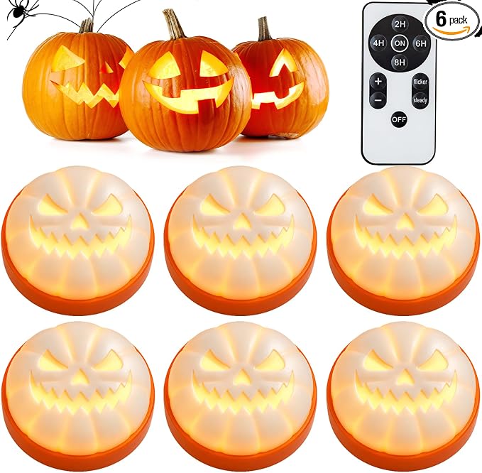 Halloween Pumpkin LED Lights With Remote Control And Timer, Flameless Pumpkin Decorative Lights product image