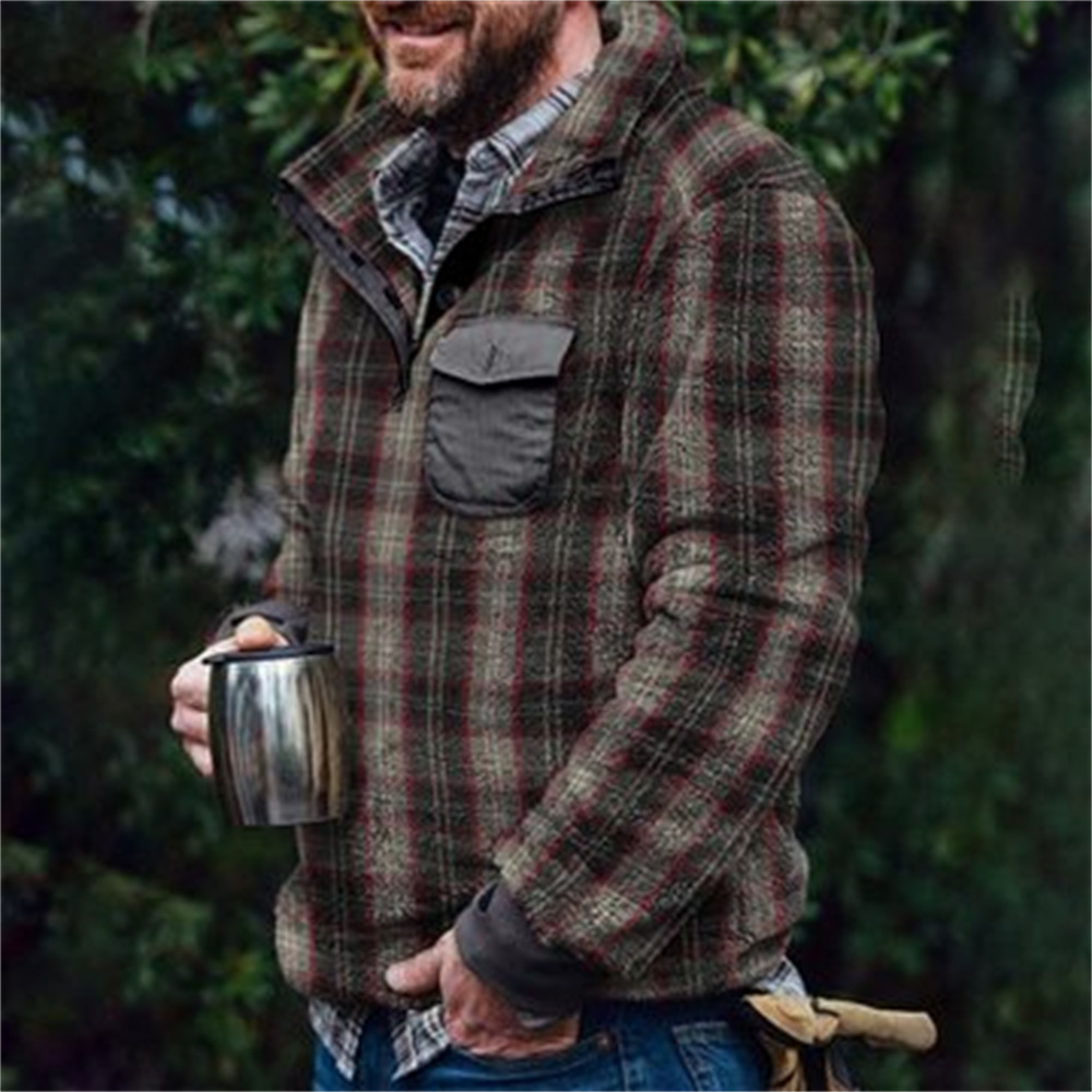 Autumn And Winter Casual Button Pocket Flannel Plush Men's Sweater