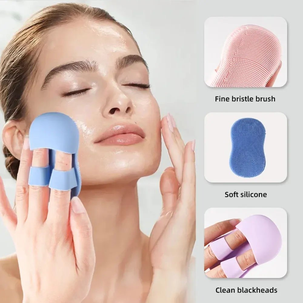 2PC Face Scrubber Mini Facial Brush Silicone Wash Exfoliator