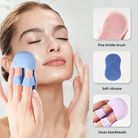 2PC Face Scrubber Mini Facial Brush Silicone Wash Exfoliator