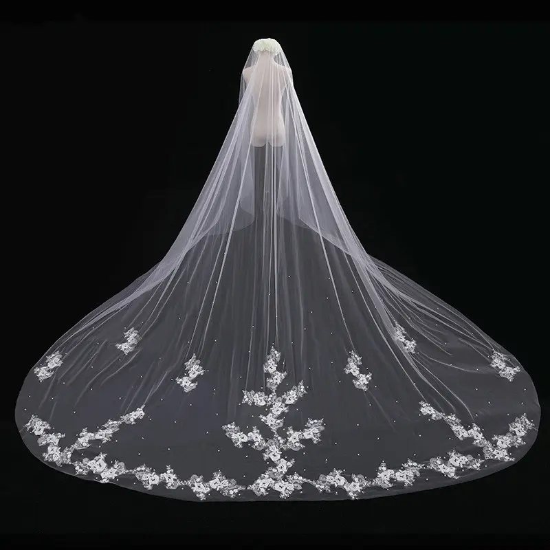 Bride Wedding Long Veil Photo Props Tail Luxury