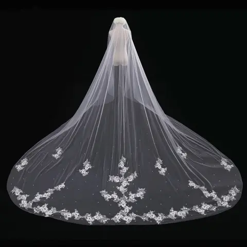 Bride Wedding Long Veil Photo Props Tail Luxury