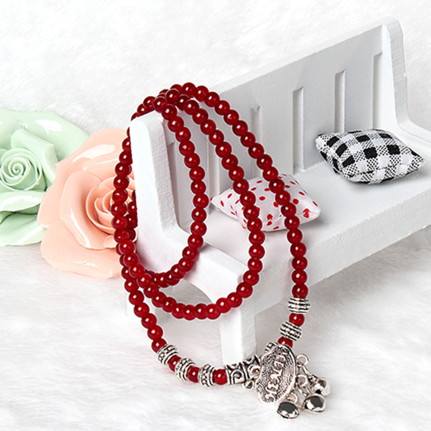 Red Agate Beaded Good Lock Bracelet image 5