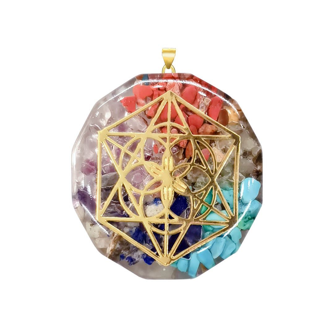 Natural Crystal Crushed Stone Seven Chakra Pendant