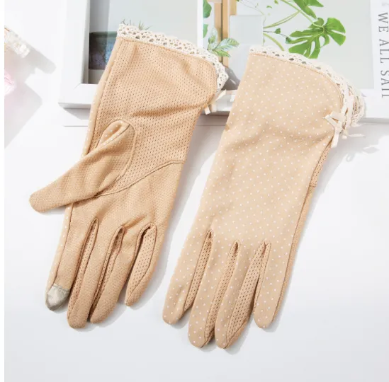 Thin Non slip Breathable Touch Screen Cotton Short Gloves Yellow - Shop at LoveMi