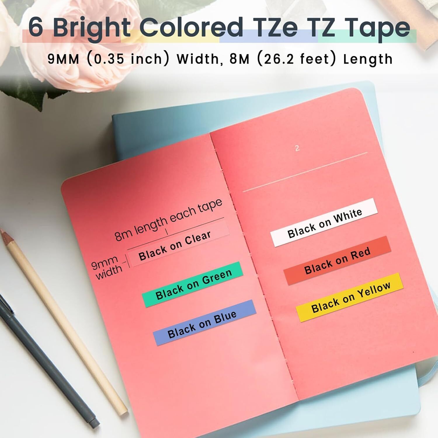 6PCS For Brother P-Touch TZe-231 TZe-131 TZe-221 Label Tape 12mm PT-D410 Black On White 8