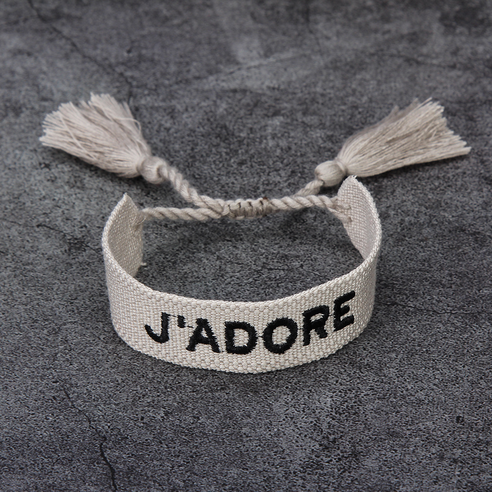 Title 1, French Alphabet Embroidered Bracelet J