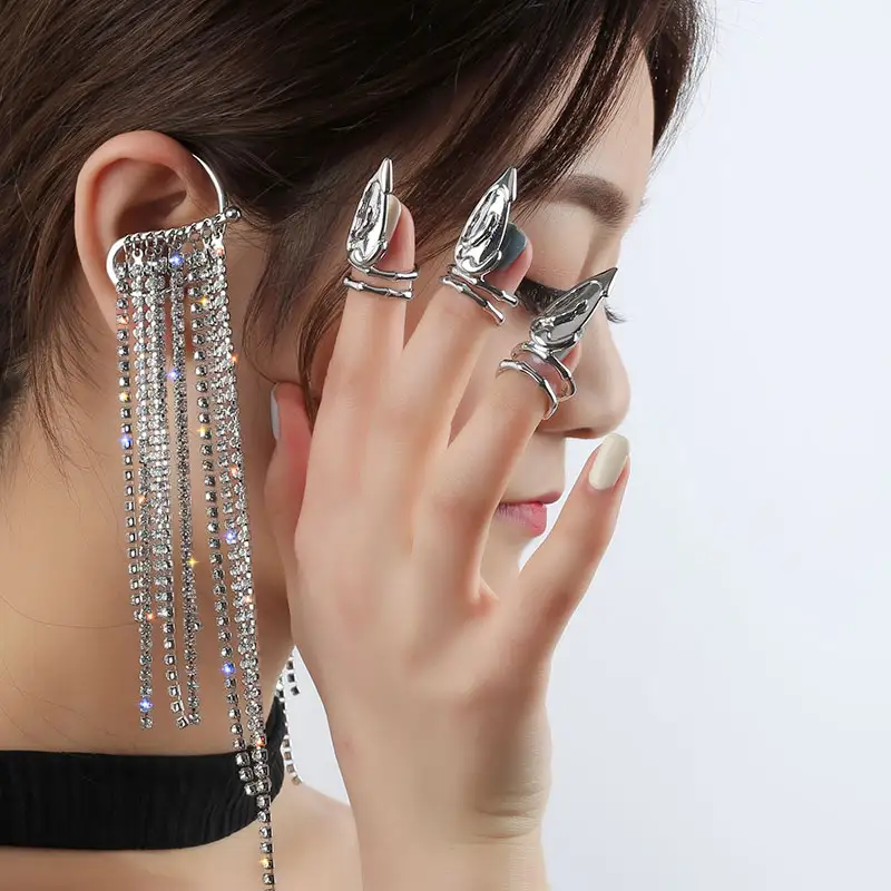 Detachable Silver Alloy Liquid Handmade Nail Ring
