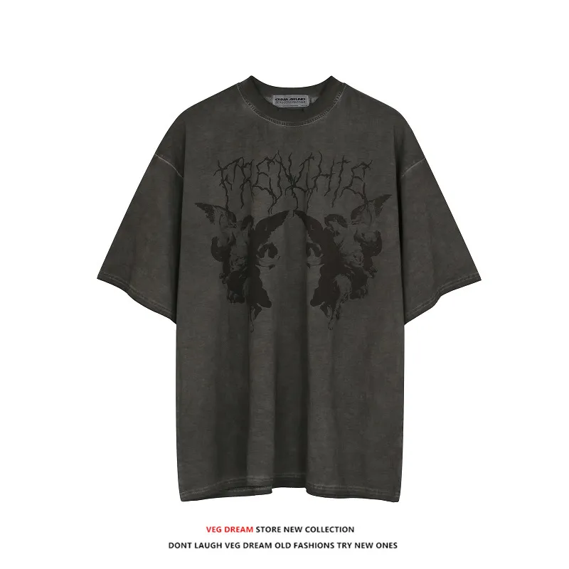 Retro Top Loose Street Sports Y2k T-shirt - Grey