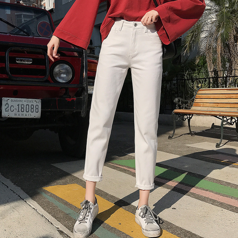 Women's Loose Harem Denim Cropped Trousers