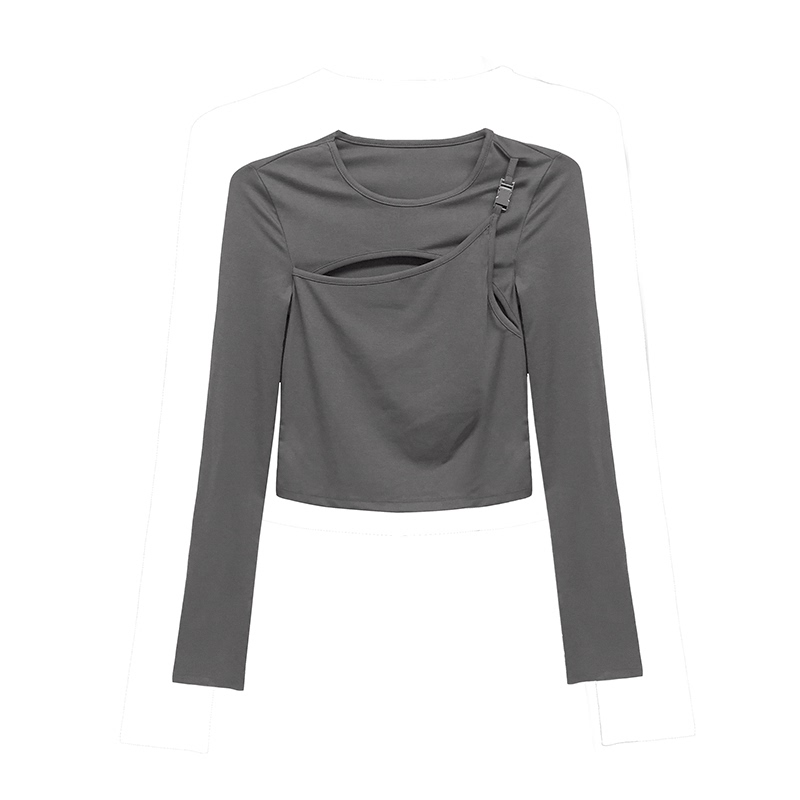 Design Sense Functional Wind Buckle Bottoming Shirt Slim Long-sleeved Fake