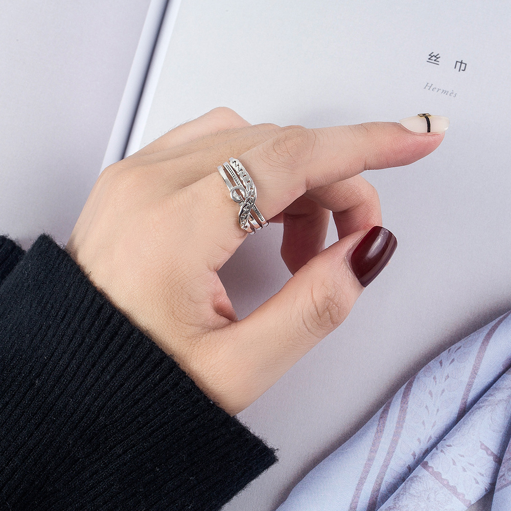 Irregular Wide Face Chain  Thai Silver Single Ring