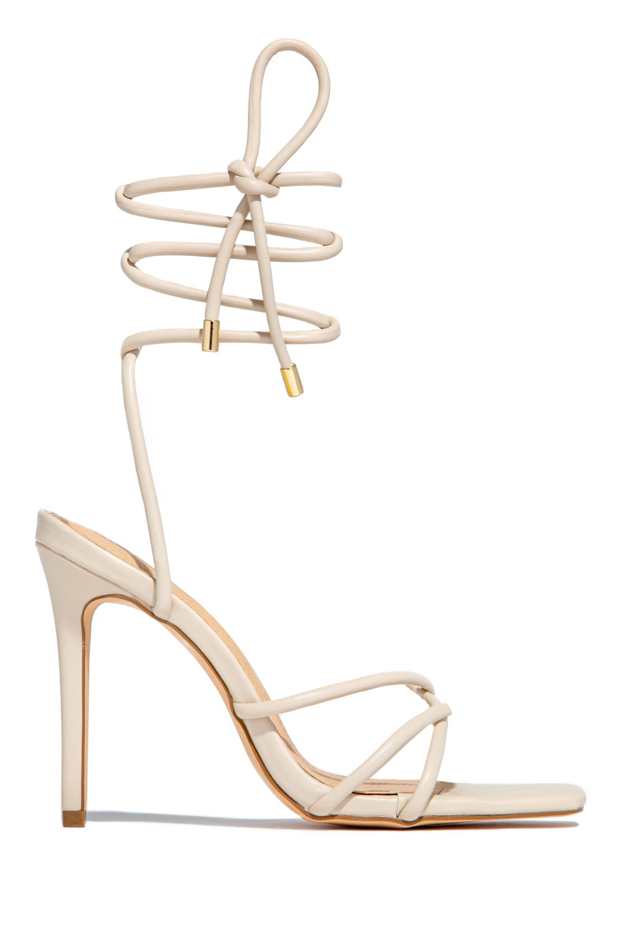 Cross Strap Roman Sandals Stiletto Square ToeOpen Toe White - Shop at LoveMi