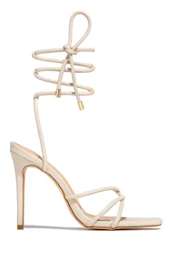 Cross Strap Roman Sandals Stiletto Square ToeOpen Toe - White - View 1