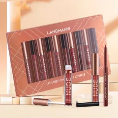Lip Liner And Lipstick Makeup Set 6 Matte Lipstick 6 Lip Liner Pens Waterproof Long Lasting Matte Lipstick Beauty Cosmetics Makeup Gift For Girls L... - View 1