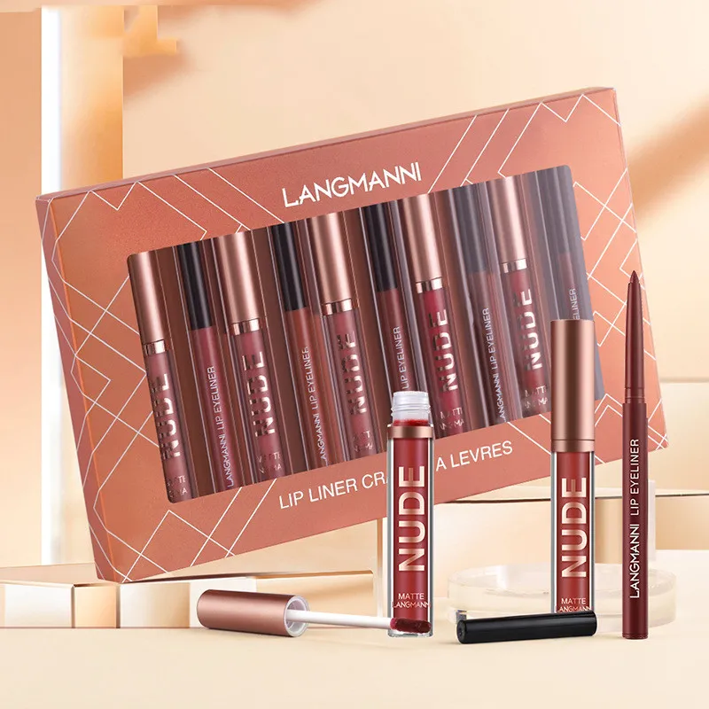 Lip Liner And Lipstick Makeup Set 6 Matte Lipstick 6 Lip Liner Pens Waterproof Long Lasting Matte Lipstick Beauty Cosmetics Makeup Gift For Girls L...