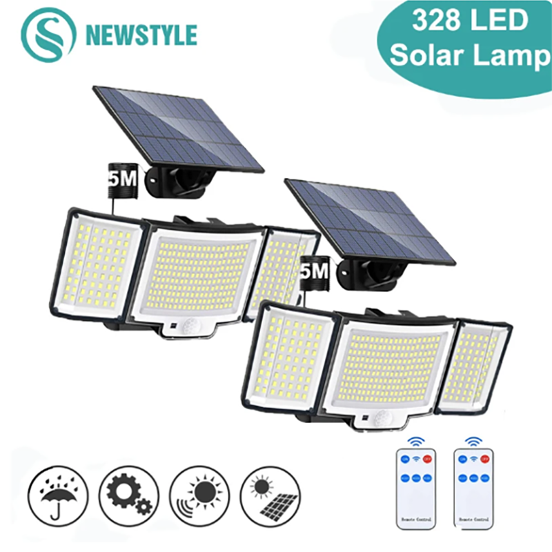 1,2 Pack Solar Lights Outdoor 348 LED Motion Sensor Lights With Remote Control  3 Head Waterproof — foto 17