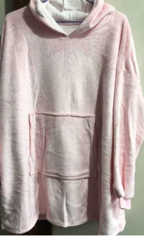 Lazy Pullover Fleece Jacket With Hood For Cold Protection Light Pink - Shop at LoveMi