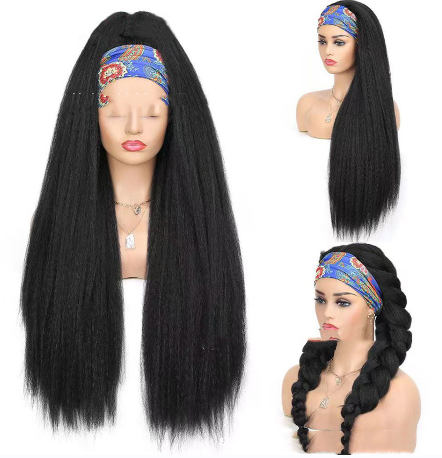 Hairband Bandana Wig Head Cover Corn Silk Long Hair 1B - Shop at LoveMi