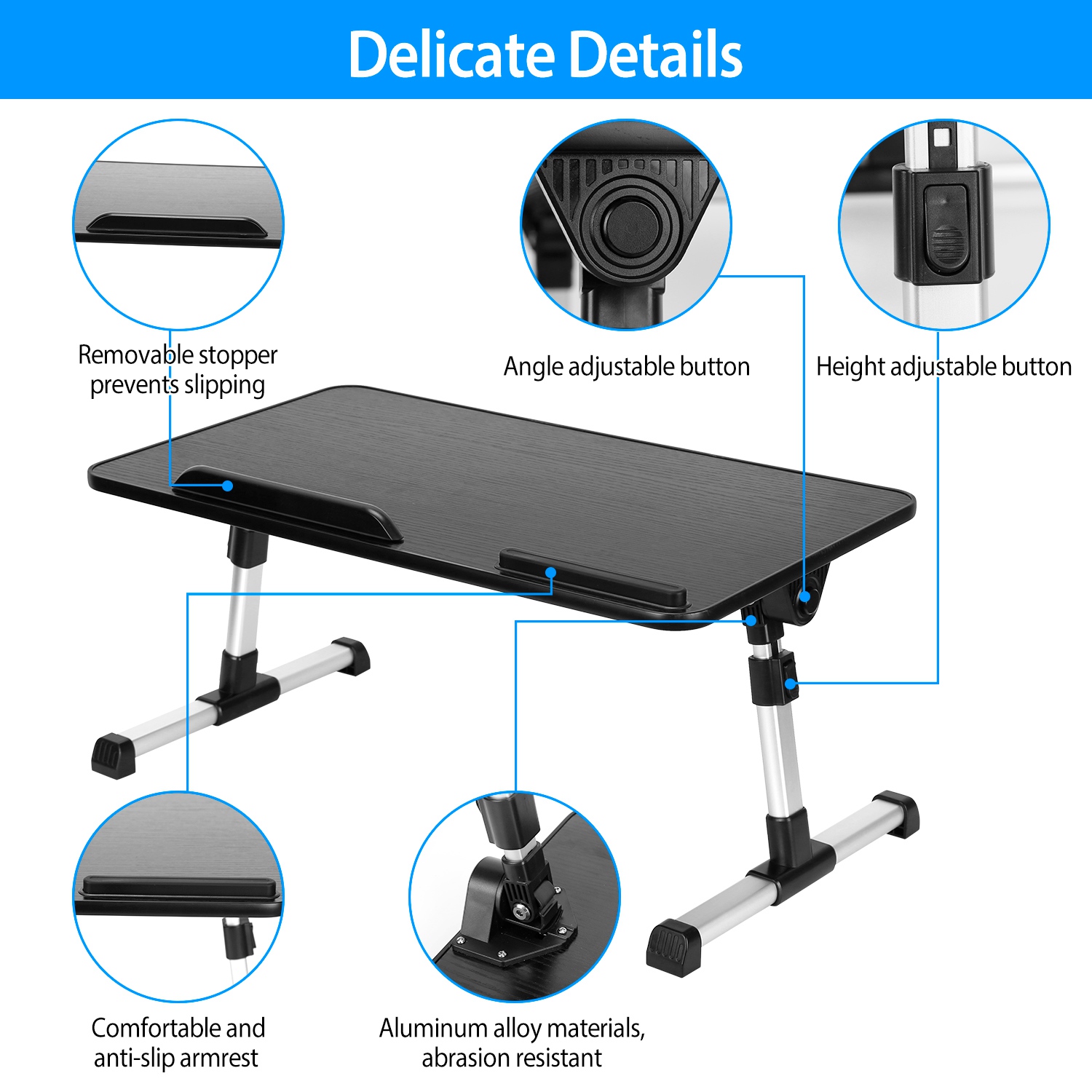 S-L Size Options -- 1Pc Foldable Laptop Stand Height Angle Adjust Notebook Bed Desk Breakfast Reading Table For Sofa Couch Floor Dormitory