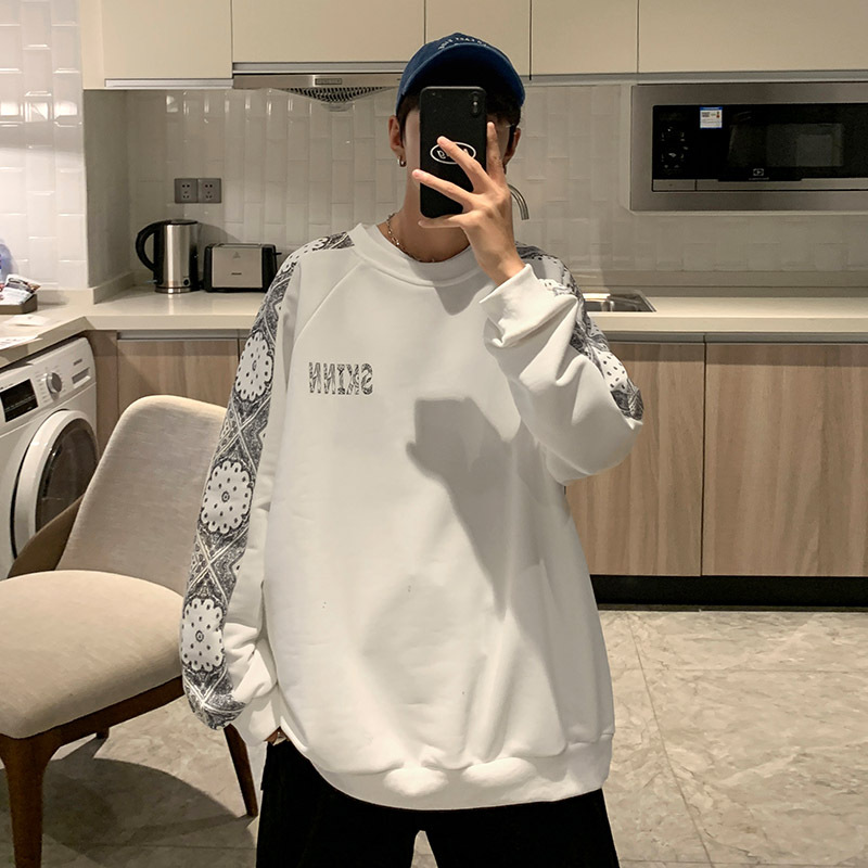 Men's Cashew Flower Stitching Trendy All Match Sweatshirt