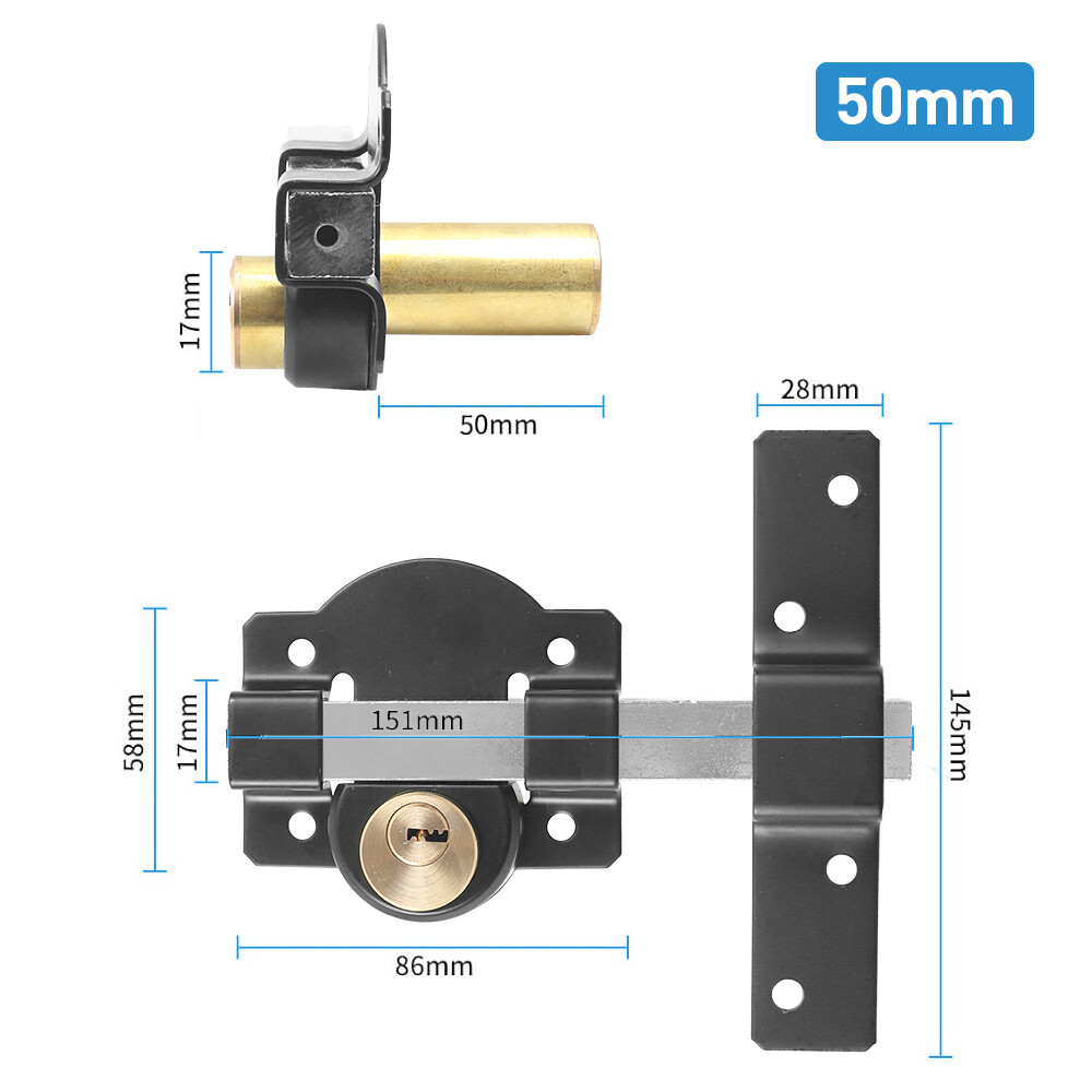 70mm Security Garden Shed Gate Lock Long Throw Locking Double Locking UK 3