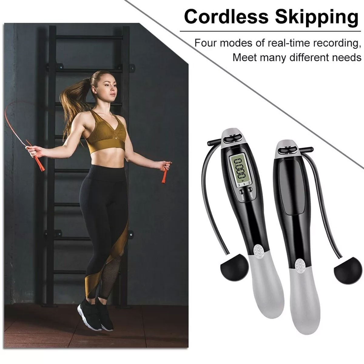 Cordless Skipping Rope With Smart Screen And Weighted Handles For Sports Fitness — image 7
