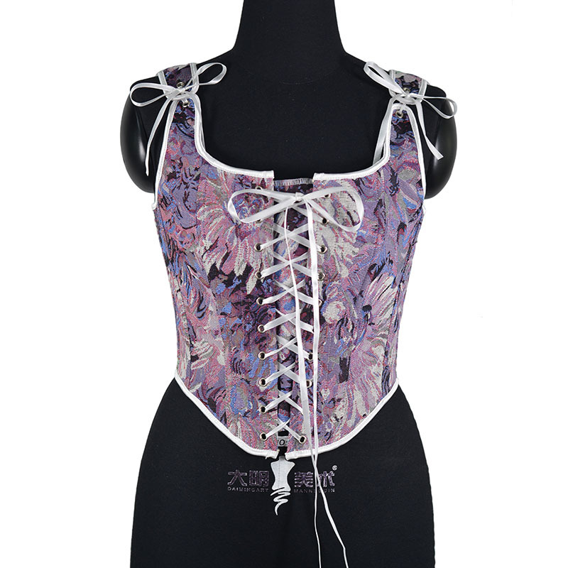 Large Size French Strap Fishbone Bra Short Vest - Image 12