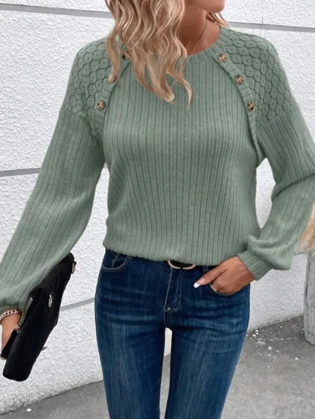 Fashionable And Casual Warm Women's Long Sleeved Sweater Green - Shop at LoveMi