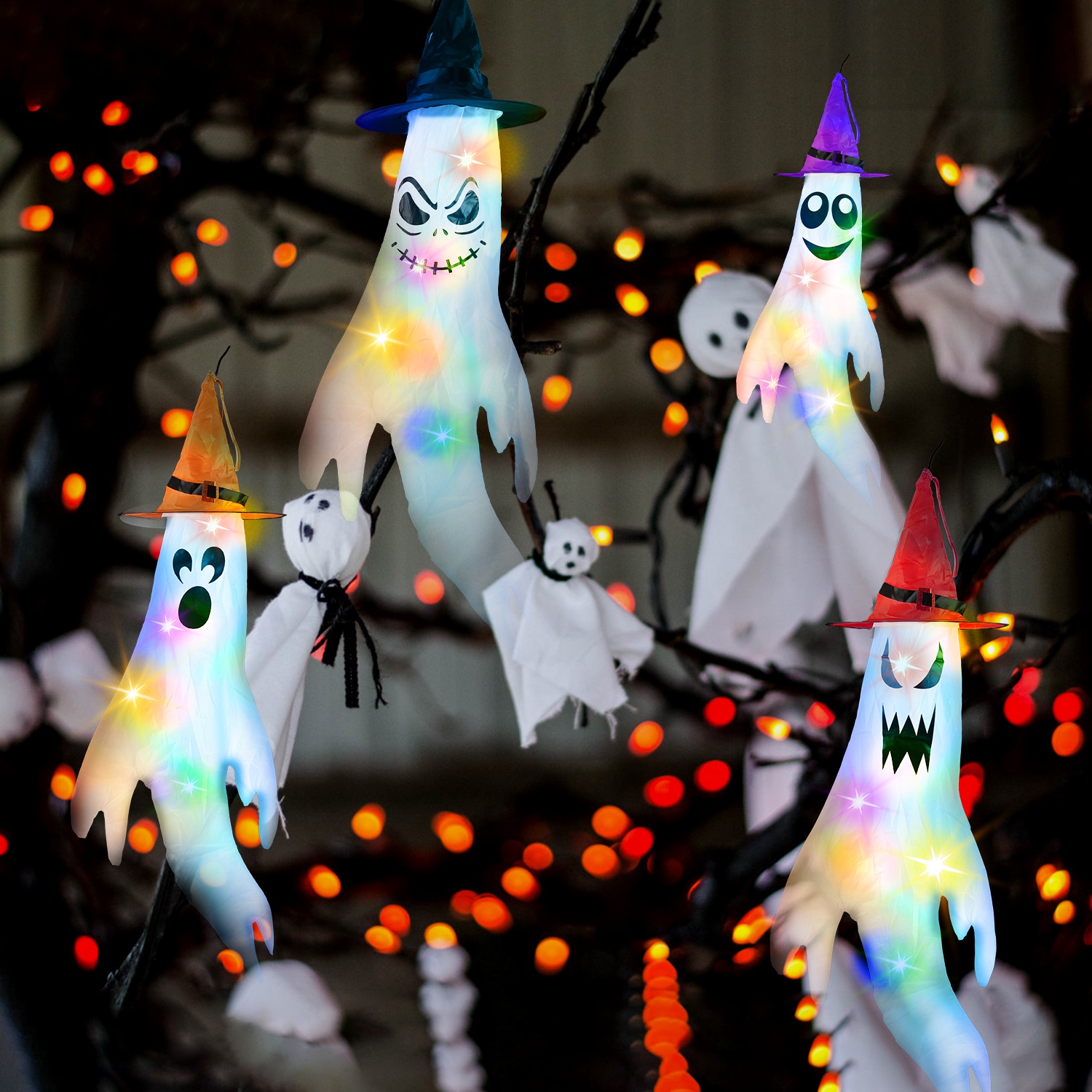 Halloween Ghosts Windsocks With Led Lights For Outdoor Garden_voghion.com