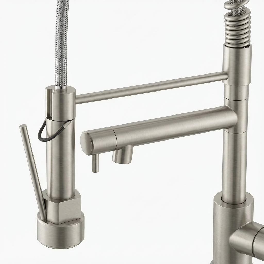 Touch Kitchen Faucet With Pull Down Sprayer, Single Handle Stainless Steel Spring Neck Kitchen Faucet, 2 Function Spray Head, Single Hole Installation, Brushed Nickel