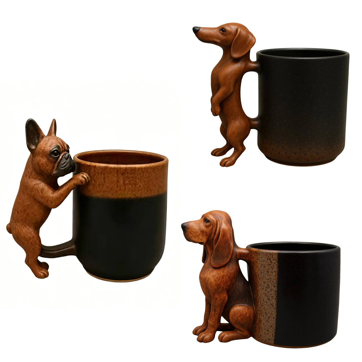 3D  Handmade Dachshund Mug, Creative 3D Animal Shape Ceramic Mug,11 Oz Unique Dog Coffee Mugs