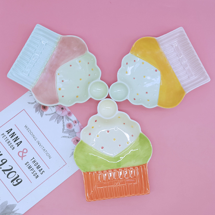 Creative Ceramic Breakfast Plate Cake Shape Home