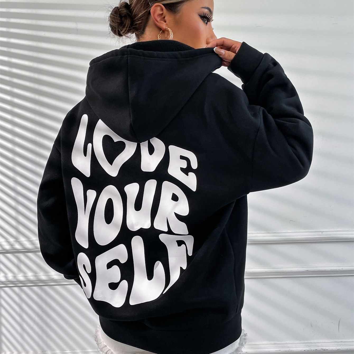 Women's Fashion Letters Thickened Loose Hooded Top