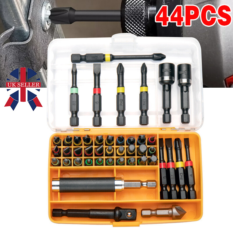 1 4 Impact Drill Screw Driver Nut Bit Magnetic Set Hex Shank 44X Hi Spec UK
