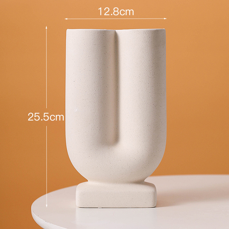 Creative Frosted Ceramic Vase With Metal Spots - 4