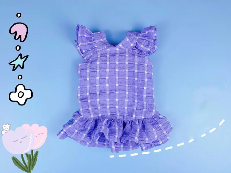 Cute Cat And Dog Folding Lace Plaid Pet Skirt