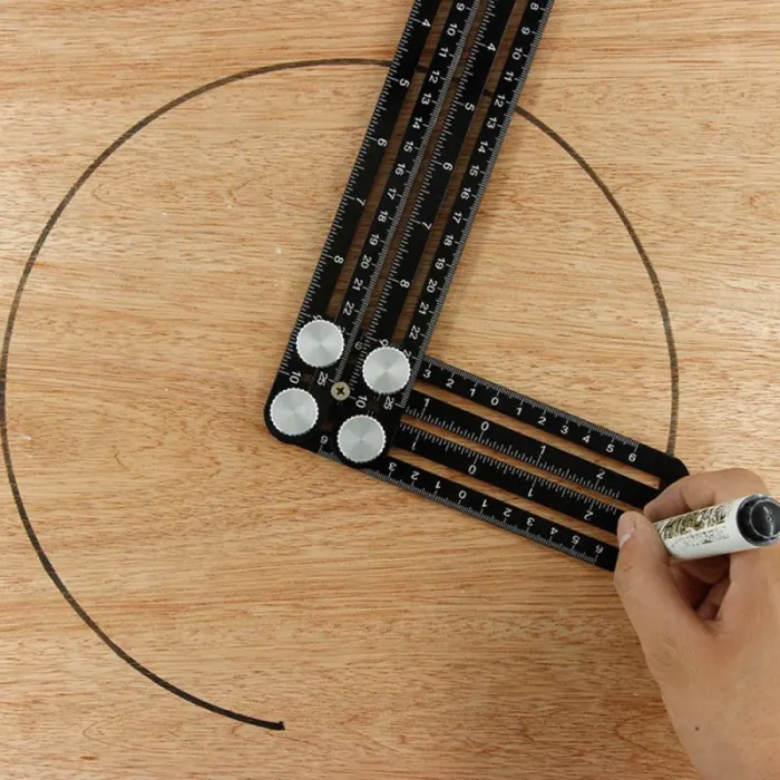 6-Fold Multi-Angle Measuring Ruler, Aluminum Template Tool for Tile, Flooring and Hole Layout - detail photo 5