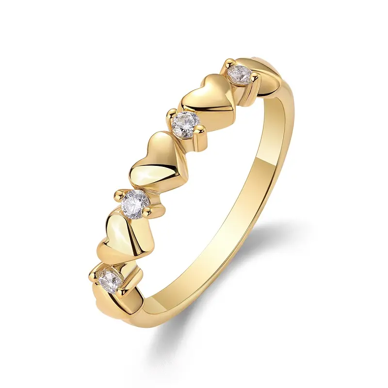 S925 Silver Gold Plated Heart Moissanite Ring