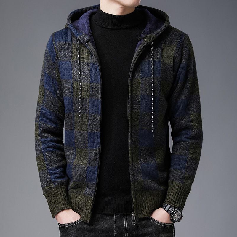 Hooded Cardigan Men's Knitwear Loose Thick