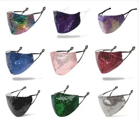 Sequined Cotton Adult Personalized Dustproof and Breathable Washable Mask