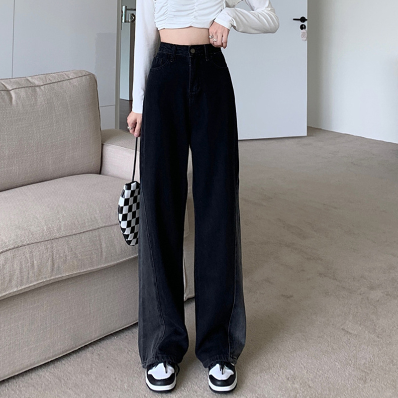Women's Design Sense Niche Loose Straight High-waisted Thin Wide-leg Pants