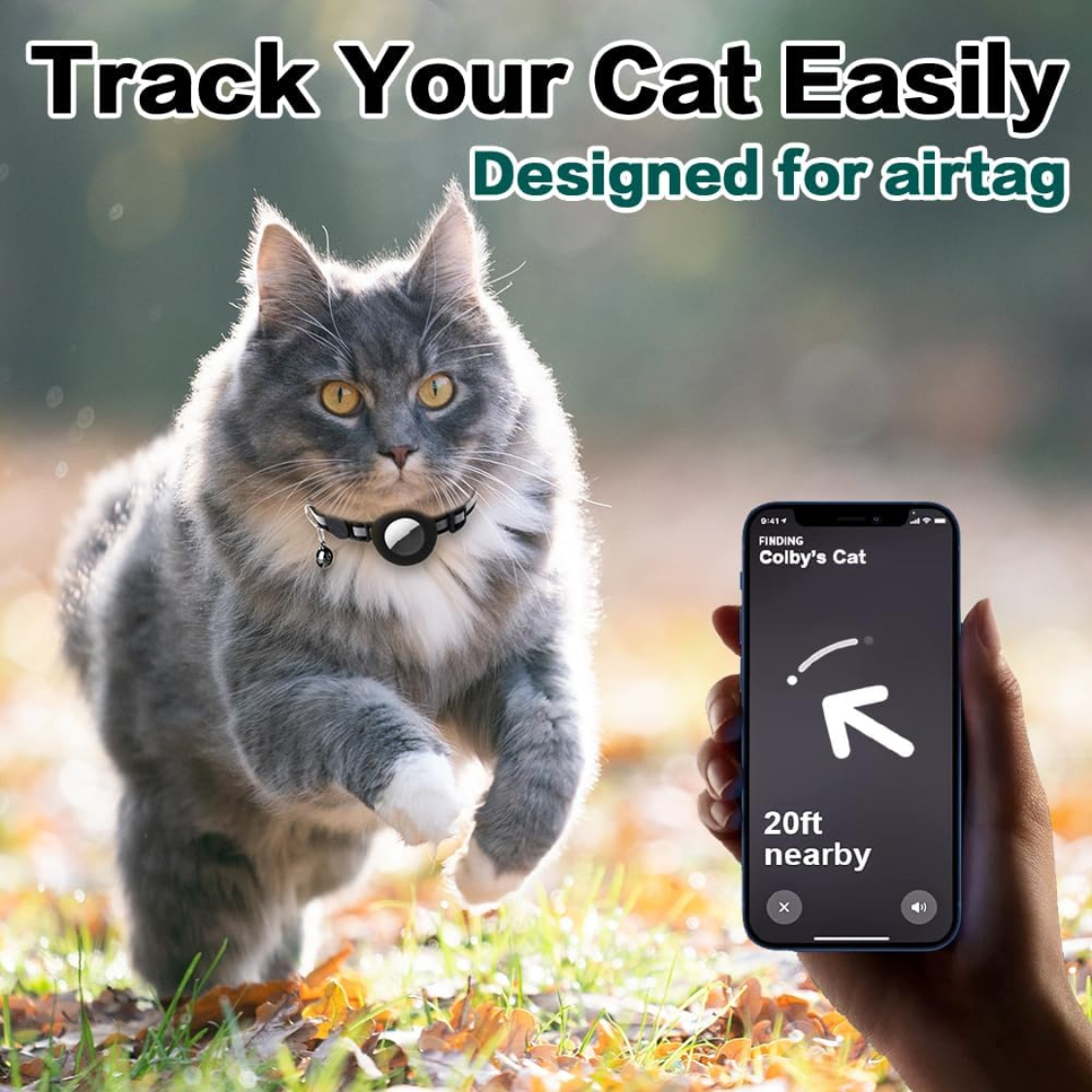 Cat Collar Breakaway, Cat Collar With Air TagBlack thumbnail 3