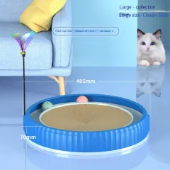NEW Round Cat Scratching Board Wear-resistant Anti-scratch Claw Grinder Furniture Protector Pet Products - Navy Blue And Cat Teaser Stick - View 1