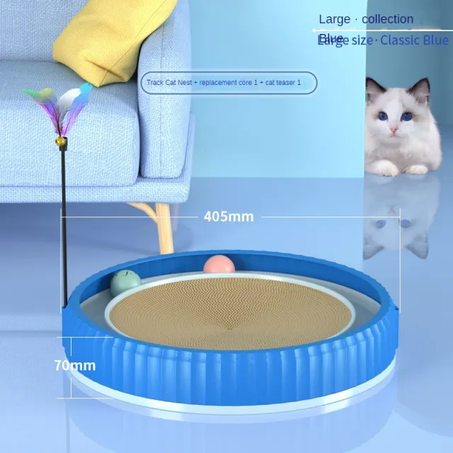 NEW Round Cat Scratching Board Wear resistant Anti scratch Claw Grinder Furniture Protector Pet Products Navy Blue And Cat Teaser Stick - Shop at LoveMi