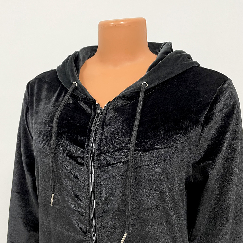 Fashion Sports And Leisure Velvet Long Sleeve Two-Piece Suit