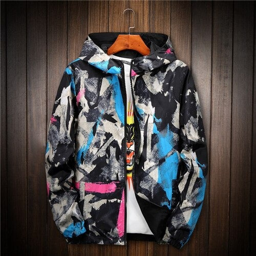Fashion Camouflage Two Sided Top Hooded Slim Sports Thin Coat