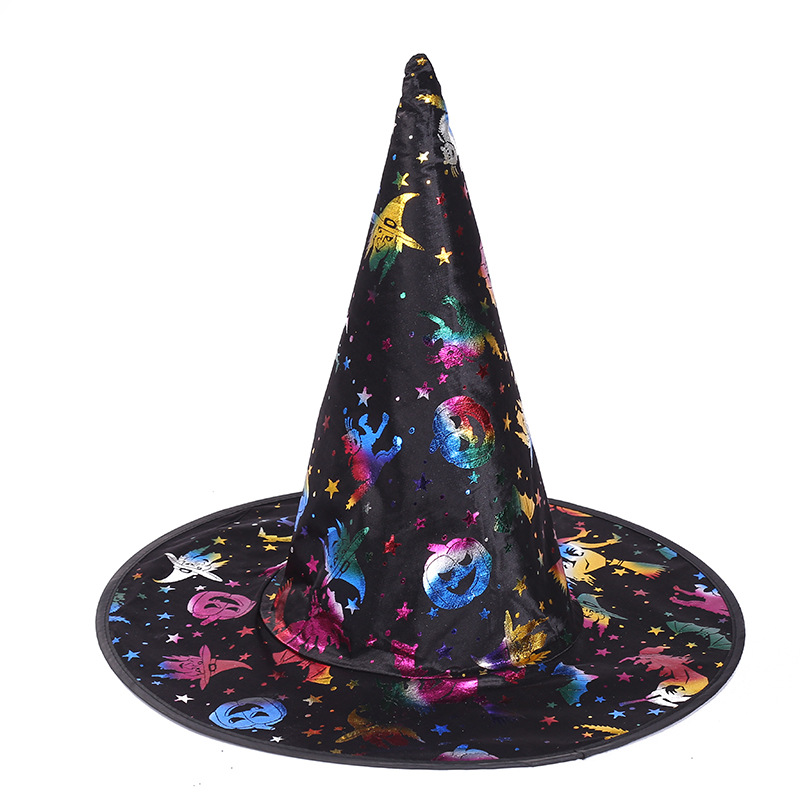 Title 10, Colorful Bronzing Pointed Widened Brim Witch Wi...