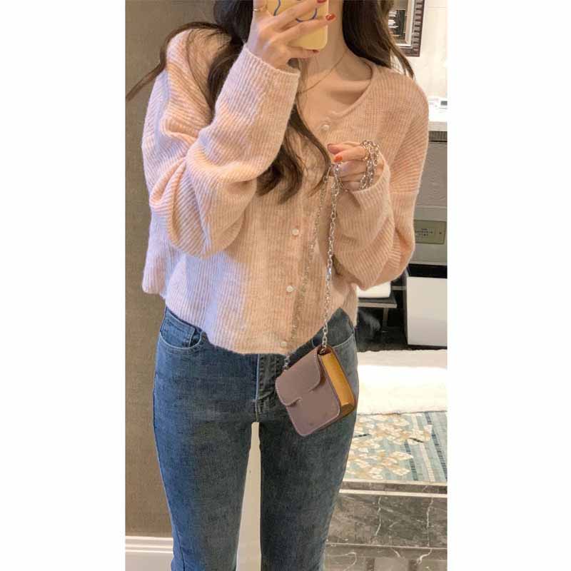 Fashion Ladies Simple Mohair Sakura Cardigan